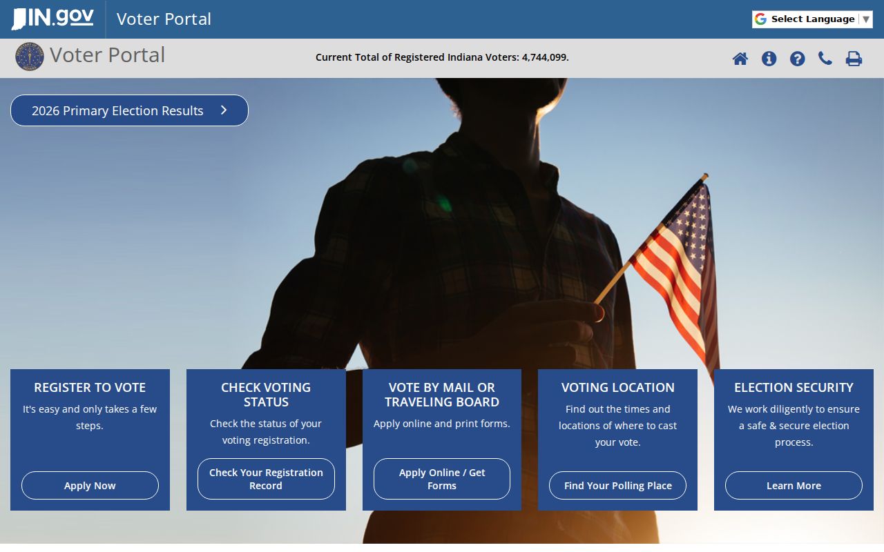 IndianaVoters registration lookup used by Seymour residents