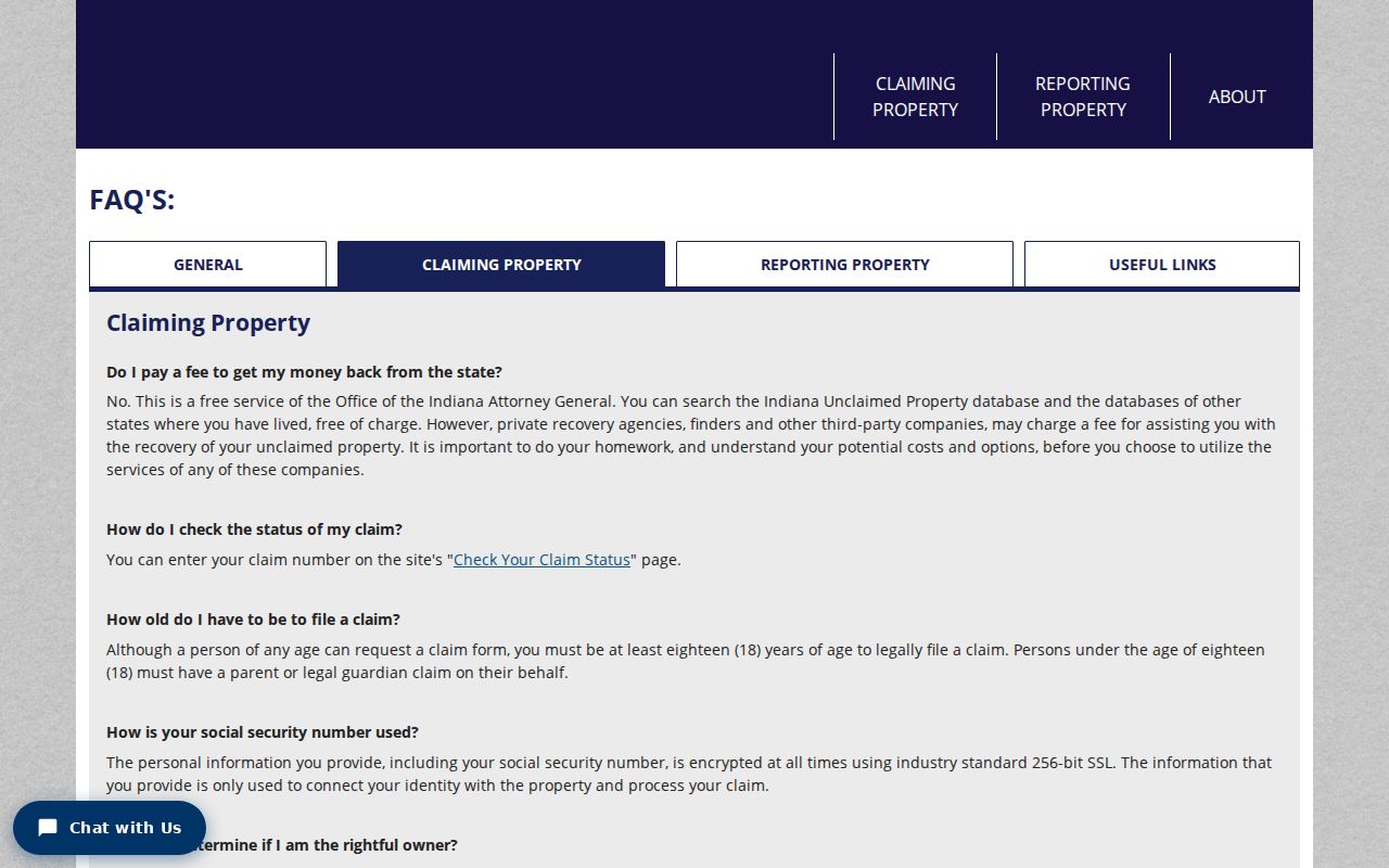 Indiana unclaimed property claim guidance used to verify a Seymour identity lead